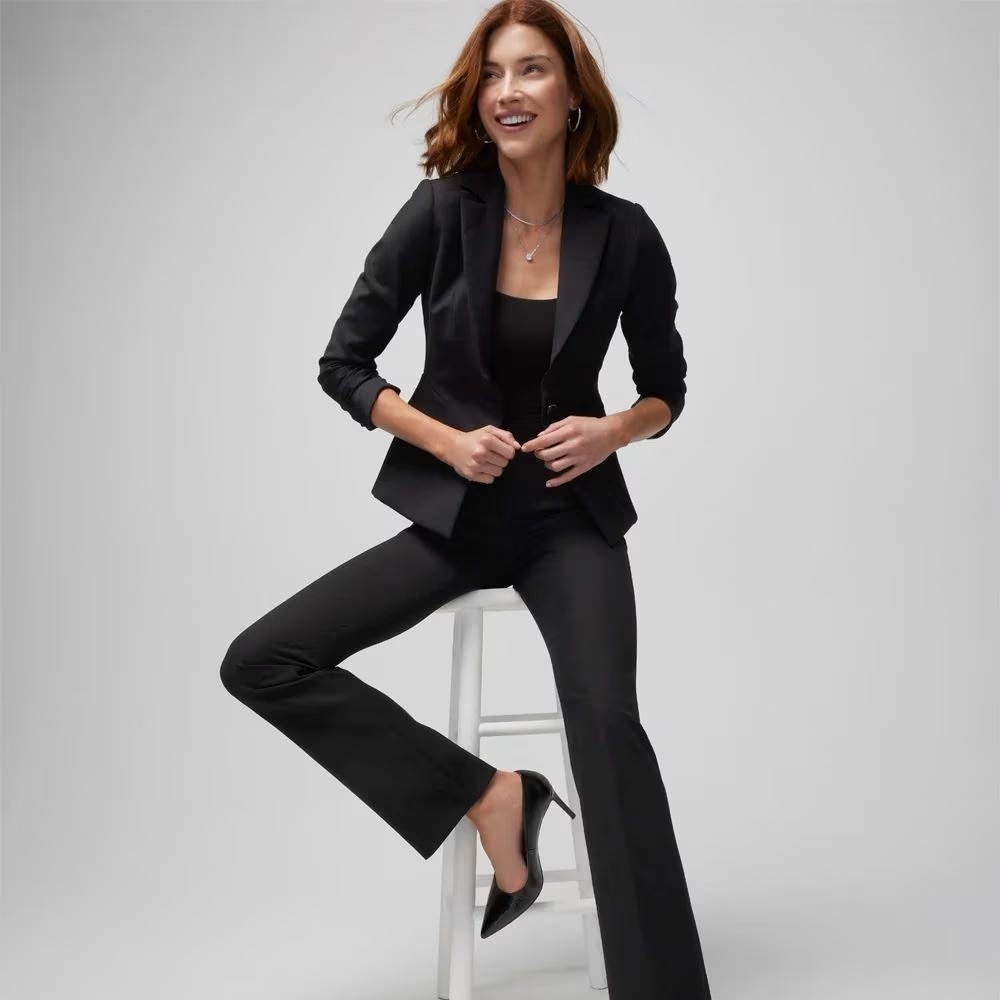 White House Black- Classic Black Accordion Pleat Blazer Office Vixen